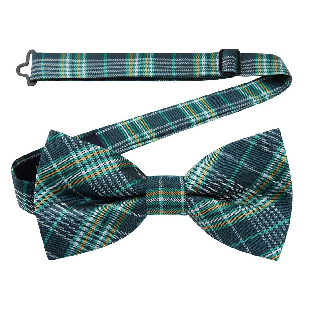 7457 Bow Tie Green Bowties Classic Plaid Formal Bow Ties Adjustable
